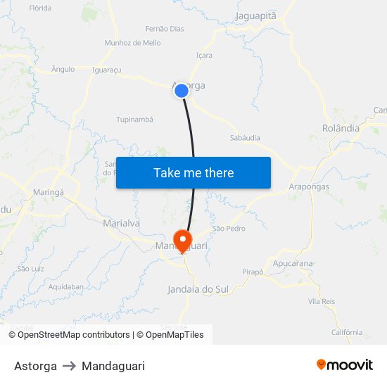 Astorga to Mandaguari map