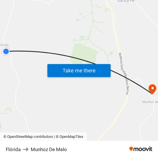 Flórida to Munhoz De Melo map