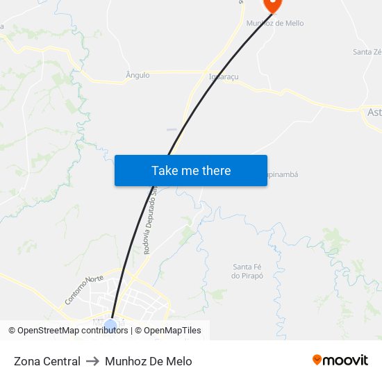 Zona Central to Munhoz De Melo map