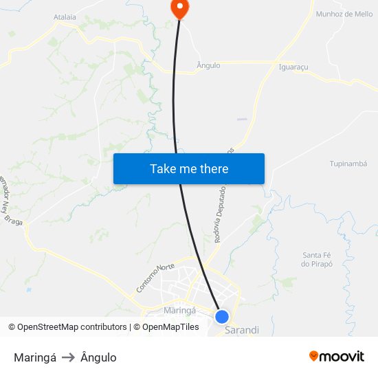 Maringá to Ângulo map