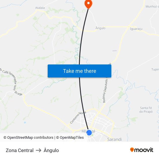 Zona Central to Ângulo map