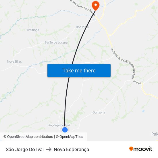 São Jorge Do Ivaí to Nova Esperança map