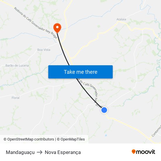 Mandaguaçu to Nova Esperança map