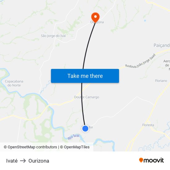 Ivaté to Ourizona map