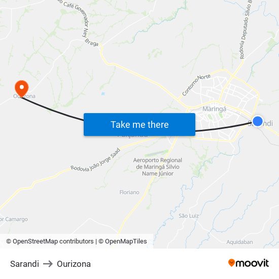 Sarandi to Ourizona map