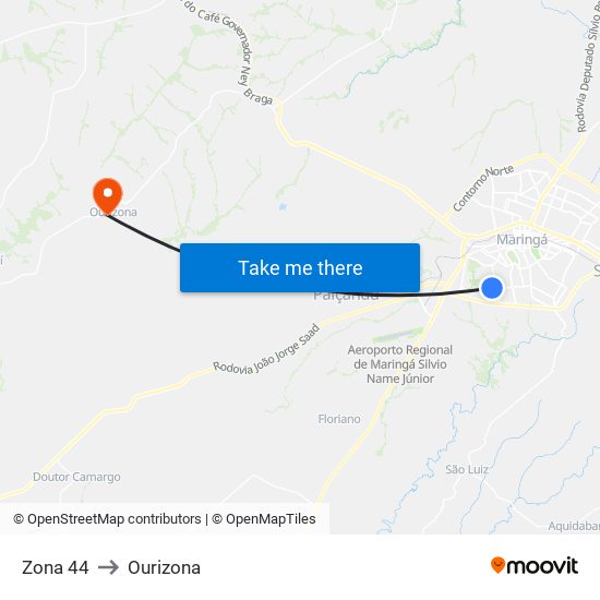 Zona 44 to Ourizona map