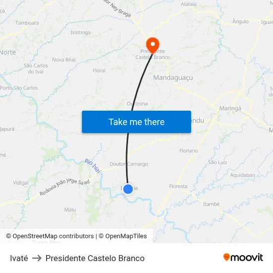 Ivaté to Presidente Castelo Branco map