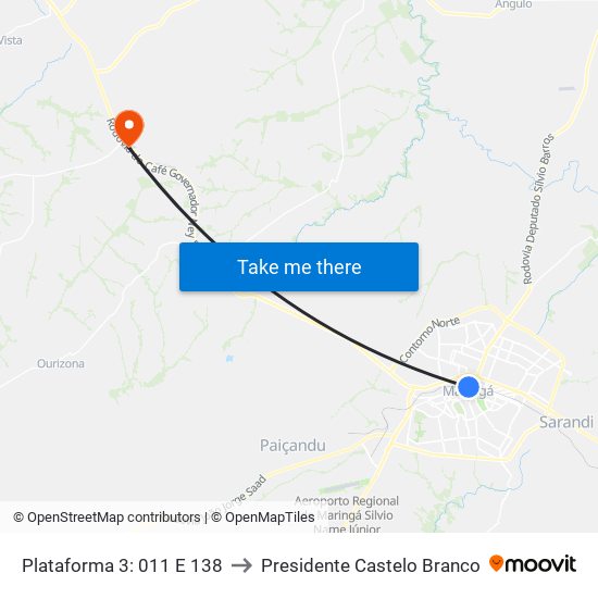 Plataforma 3: 011 E 138 to Presidente Castelo Branco map