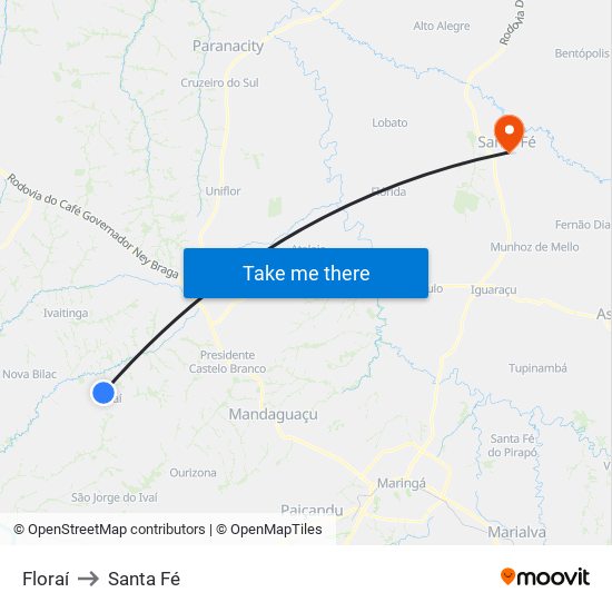 Floraí to Santa Fé map
