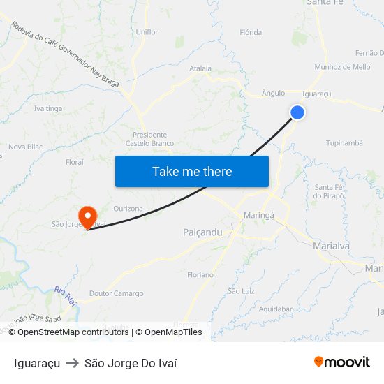 Iguaraçu to São Jorge Do Ivaí map