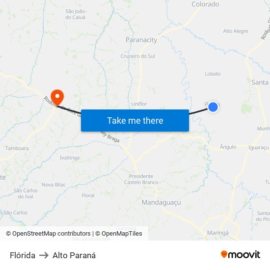 Flórida to Alto Paraná map
