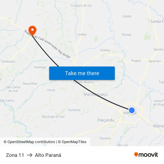 Zona 11 to Alto Paraná map