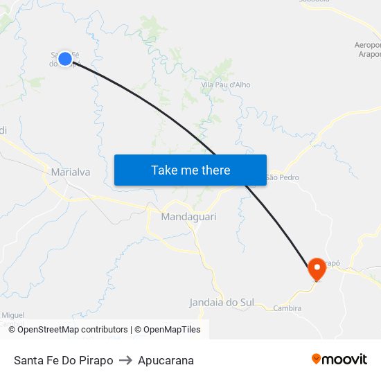 Santa Fe Do Pirapo to Apucarana map