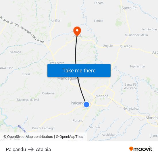 Paiçandu to Atalaia map