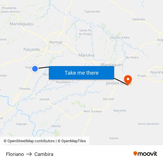 Floriano to Cambira map