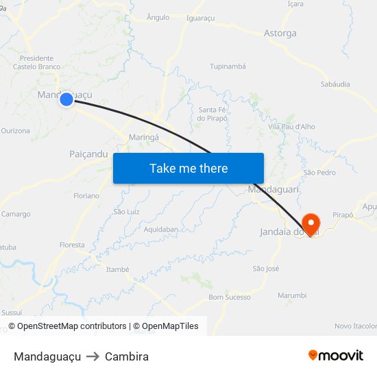 Mandaguaçu to Cambira map