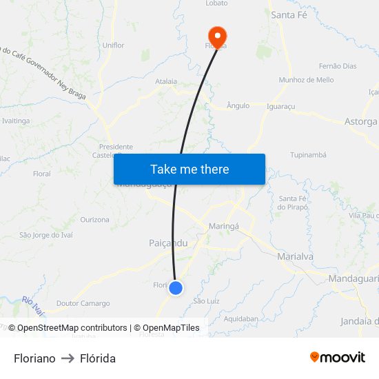 Floriano to Flórida map