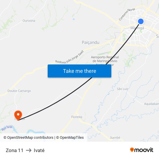 Zona 11 to Ivaté map