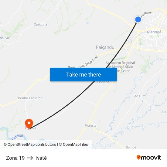 Zona 19 to Ivaté map