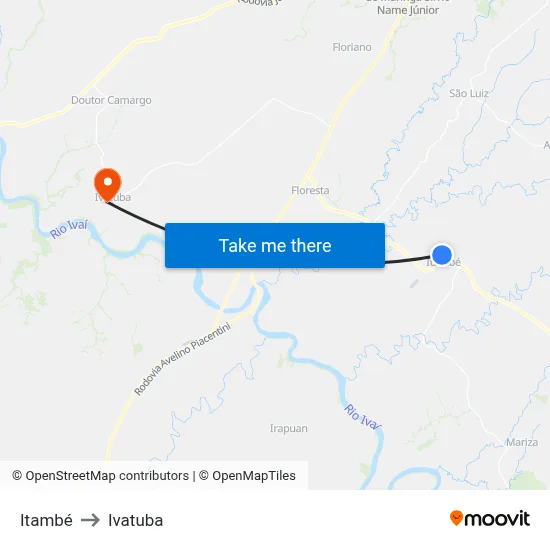 Itambé to Ivatuba map