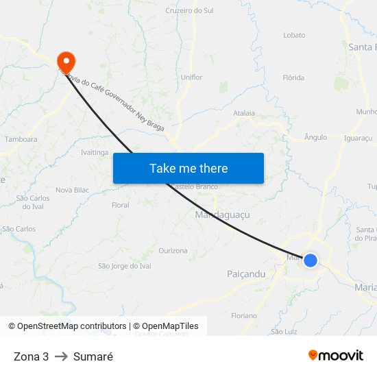 Zona 3 to Sumaré map