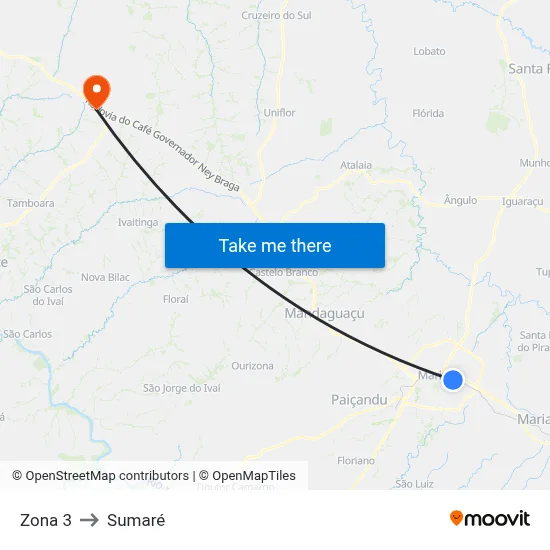 Zona 3 to Sumaré map