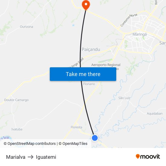 Marialva to Iguatemi map