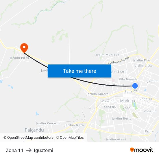 Zona 11 to Iguatemi map