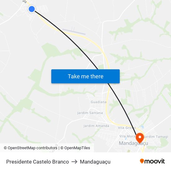 Presidente Castelo Branco to Mandaguaçu map