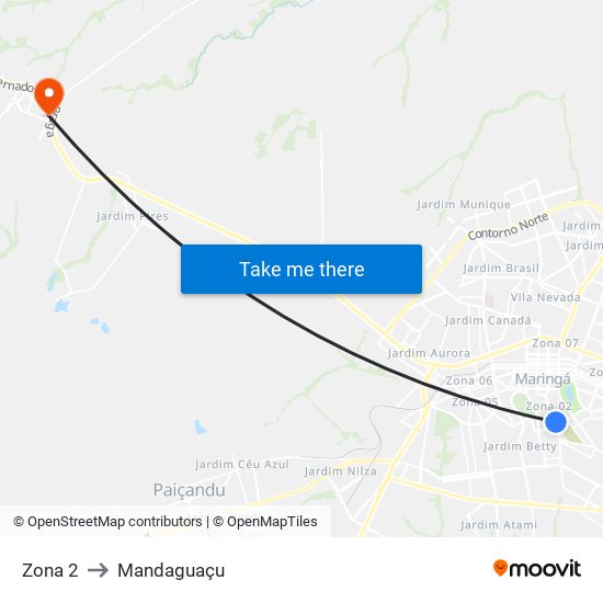 Zona 2 to Mandaguaçu map