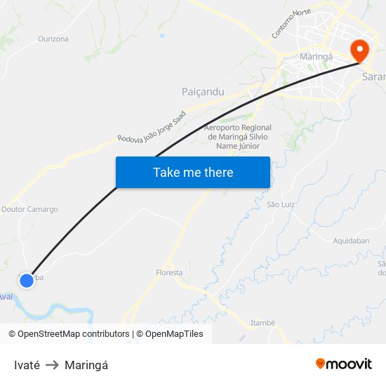 Ivaté to Maringá map