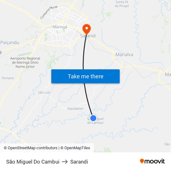São Miguel Do Cambui to Sarandi map