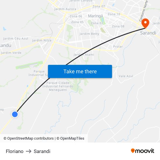 Floriano to Sarandi map