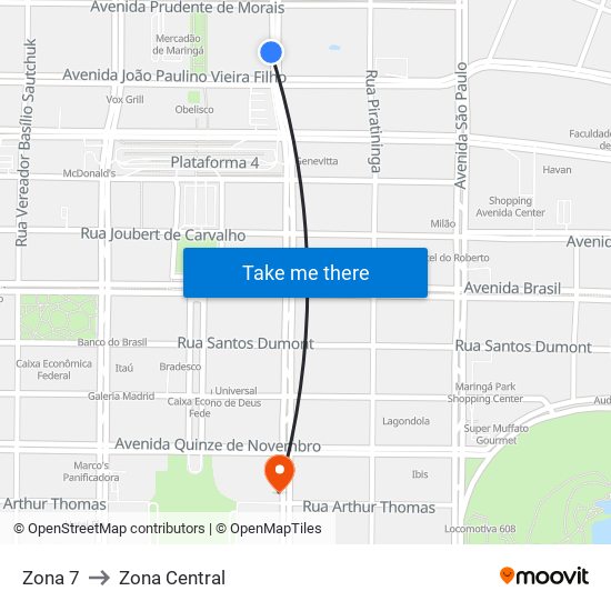 Zona 7 to Zona Central map