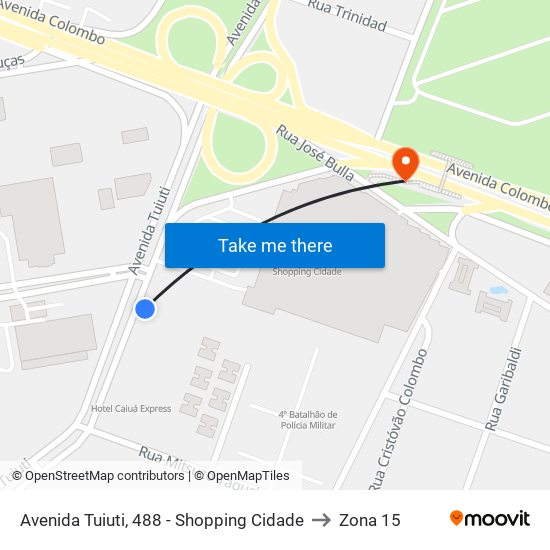 Avenida Tuiuti, 488 - Shopping Cidade to Zona 15 map