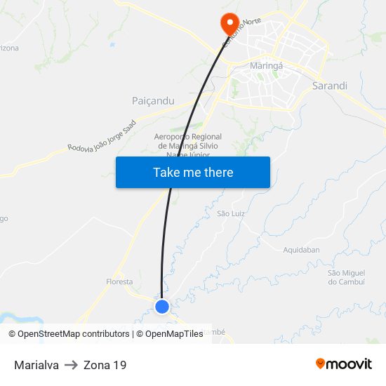 Marialva to Zona 19 map