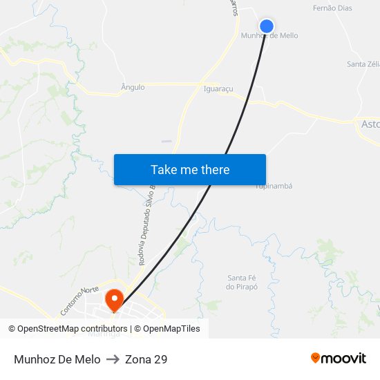 Munhoz De Melo to Zona 29 map