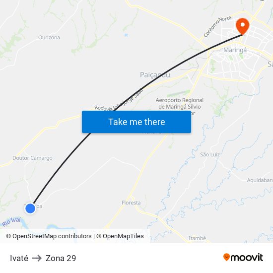 Ivaté to Zona 29 map