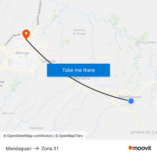 Mandaguari to Zona 31 map