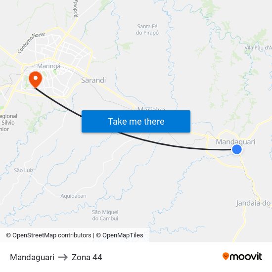 Mandaguari to Zona 44 map