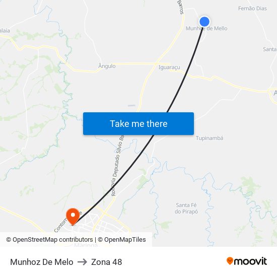 Munhoz De Melo to Zona 48 map