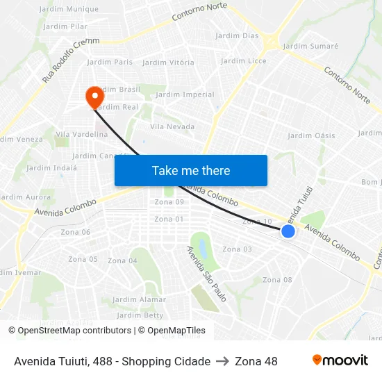 Avenida Tuiuti, 488 - Shopping Cidade to Zona 48 map