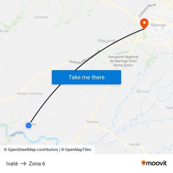 Ivaté to Zona 6 map