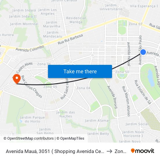 Avenida Mauá, 3051 ( Shopping Avenida Center ). to Zona 6 map