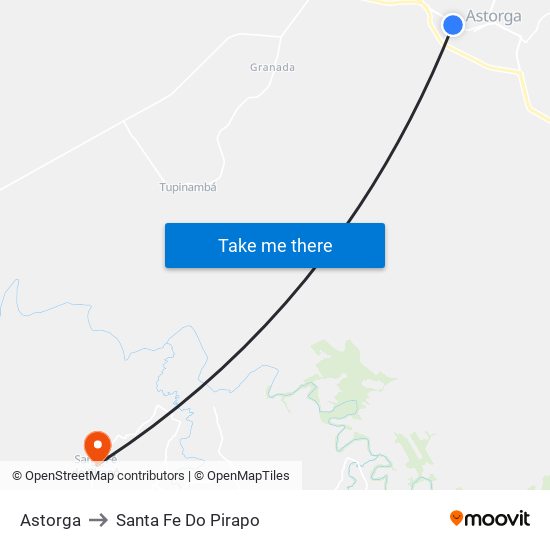 Astorga to Santa Fe Do Pirapo map