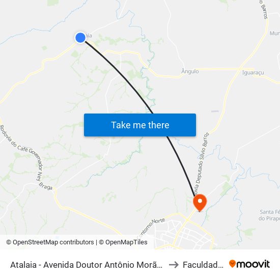 Atalaia - Avenida Doutor Antônio Morães De Barros, 110 to Faculdade Ingá map