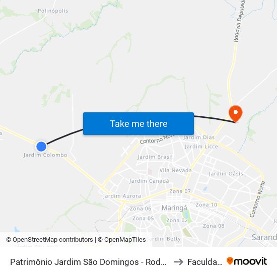 Patrimônio Jardim São Domingos - Rodovia Br 376 - Porco No Tacho to Faculdade Ingá map