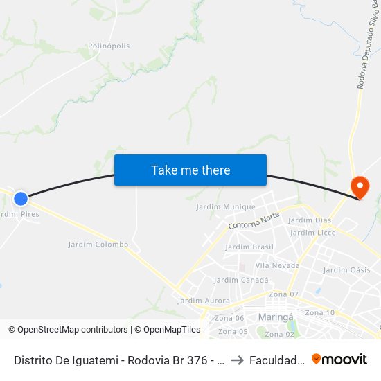 Distrito De Iguatemi - Rodovia Br 376 - Iguatemi Veículos to Faculdade Ingá map