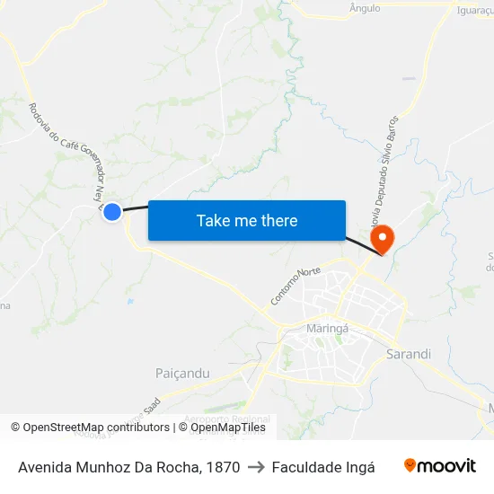 Avenida Munhoz Da Rocha, 1870 to Faculdade Ingá map