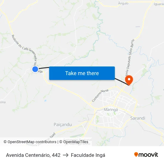 Avenida Centenário, 442 to Faculdade Ingá map